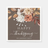 Elegant Herfst Floral Happy Thanksgiving Servet (Voorkant)
