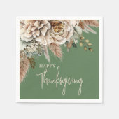 Elegant Herfst Floral Happy Thanksgiving Servet (Voorkant)