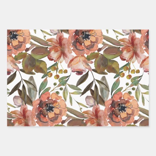 Elegant Herfst Floral Inpakpapier Vel (Voorkant 3)