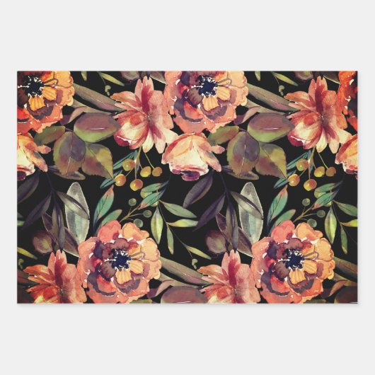 Elegant Herfst Floral Inpakpapier Vel (Voorkant 2)