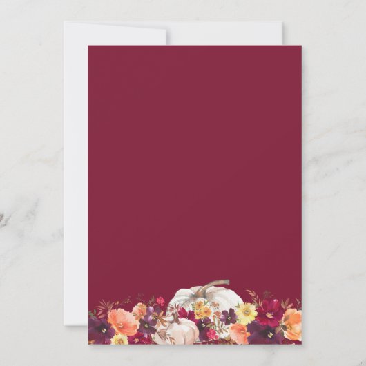 Elegant Herfst Floral Pumpkin Wedding Kaart (Achterkant)