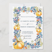 Elegant Herfst Floral Pumpkin Wedding Kaart (Voorkant)