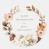 Elegant Herfst Floral Ronde Sticker (Voorkant)