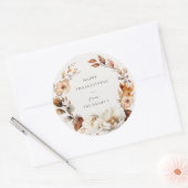 Elegant Herfst Floral Ronde Sticker (Envelop)