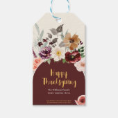 Elegant Herfst Floral Thanksgiving Cadeaulabel (Voorkant)