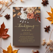 Elegant Herfst Floral Thanksgiving Dinner Gold Folie Uitnodiging