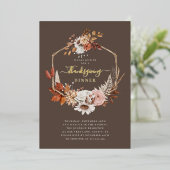 Elegant Herfst Floral Thanksgiving Folie Uitnodiging (Staand Voorkant)