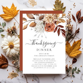 Elegant Herfst Floral Thanksgiving Kaart