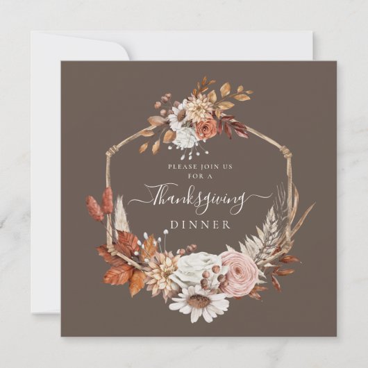 Elegant Herfst Floral Thanksgiving Kaart (Voorkant)