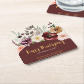 Elegant Herfst Floral Thanksgiving Kartonnen Onderzetters (Schuin)