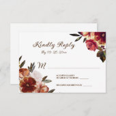 Elegant Herfst Floral Waterverf Wedding RSVP Kaartje (Voorkant / Achterkant)