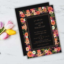 Elegant Herfst Floral Wedding Invitation Kaart