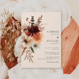 Elegant Herfst Floral Wedding Invitation Kaart