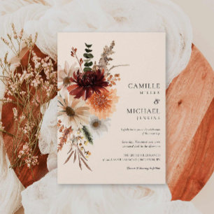 Elegant Herfst Floral Wedding Invitation Kaart