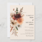 Elegant Herfst Floral Wedding Invitation Kaart (Voorkant)