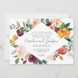 Elegant Herfst Floral Wedding Invitation Kaart