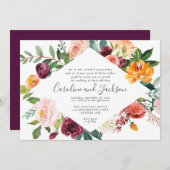 Elegant Herfst Floral Wedding Invitation Kaart (Voorkant / Achterkant)