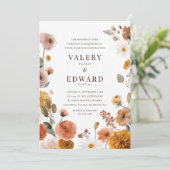 Elegant Herfst Floral Wedding Kaart (Staand voorkant)