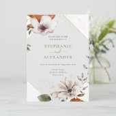 Elegant Herfst Floral Wedding QR Code Kaart (Staand voorkant)