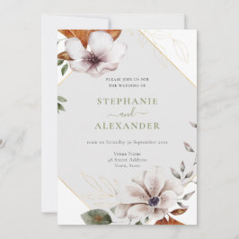 Elegant Herfst Floral Wedding QR Code Kaart