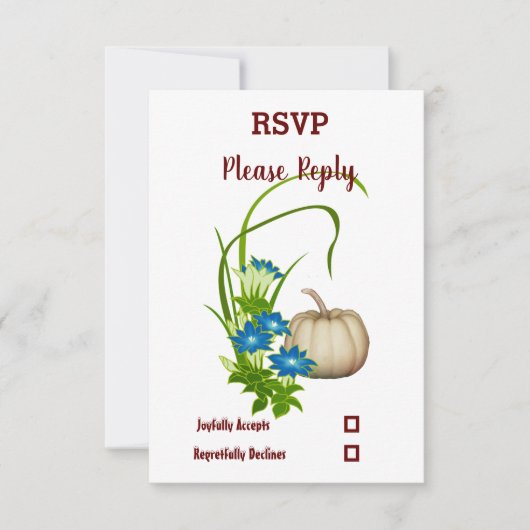 Elegant Herfst Floral White Pumpkin Wedding RSVP Kaartje (Voorkant)