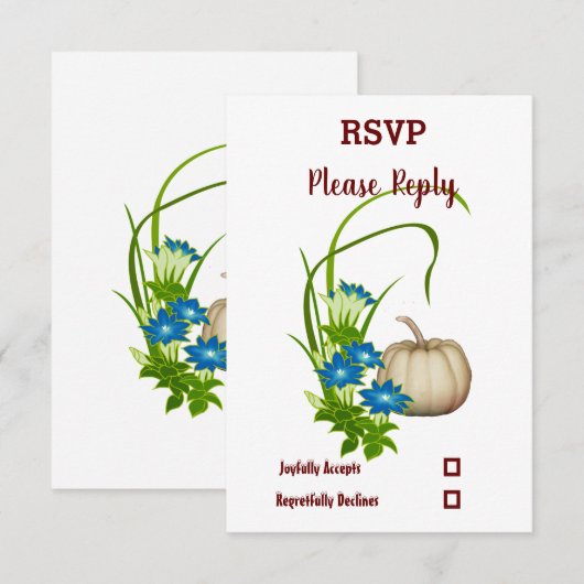 Elegant Herfst Floral White Pumpkin Wedding RSVP Kaartje (Voorkant / Achterkant)