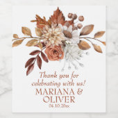 Elegant Herfst Floral White Wedding Favors Wijn Etiket (Enkel label)