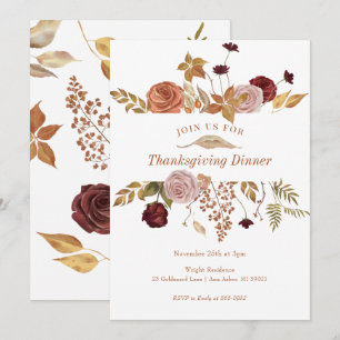 Elegant Herfst Floral Woodland Thanksgiving Kaart