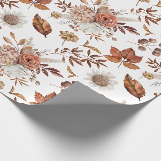 Elegant Herfst floral wrapping papier (Hoek)
