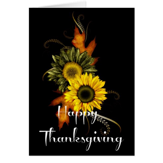 Elegant Herfst Flowers Thanksgiving Kaart 1 (Voorkant)