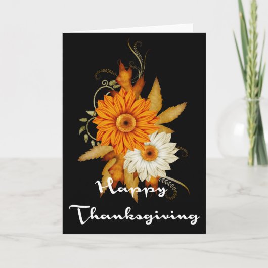 Elegant Herfst Flowers Thanksgiving Kaart 8 (Voorkant)