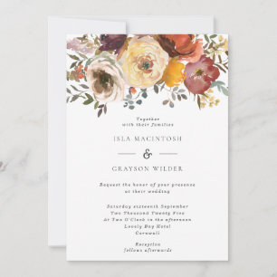 Elegant Herfst Flowers Wedding Uitnodiging