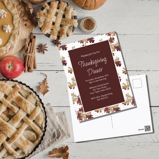 Elegant Herfst Foliage Thanksgiving Dinner Briefkaart
