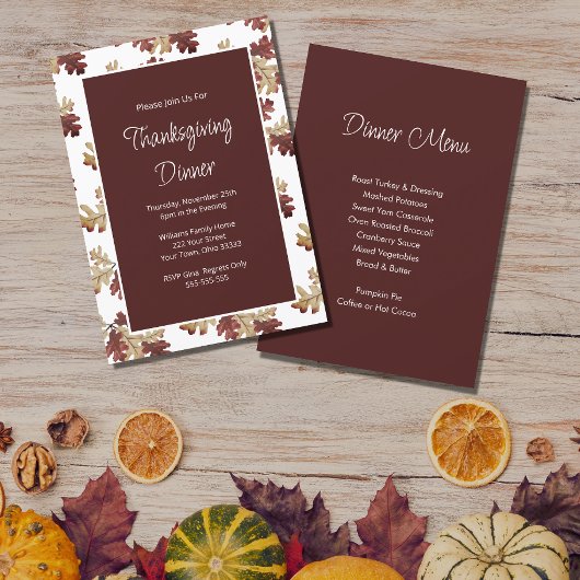 Elegant Herfst Foliage Thanksgiving Dinner Kaart
