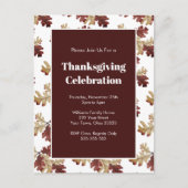Elegant Herfst Foliage Thanksgiving Dinner Uitnodiging Briefkaart (Voorkant)