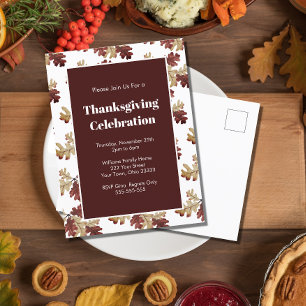 Elegant Herfst Foliage Thanksgiving Dinner Uitnodiging Briefkaart
