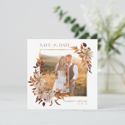 Elegant Herfst Foto Save The Date (Staand voorkant)