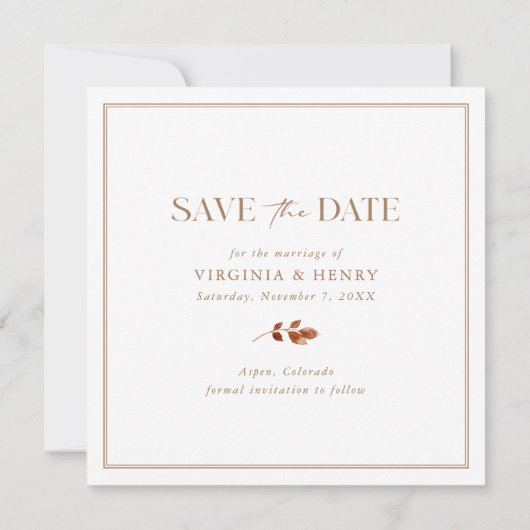 Elegant Herfst Foto Save The Date (Achterkant)