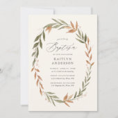 Elegant Herfst Greenery Wreath Baptisme Kaart (Voorkant)