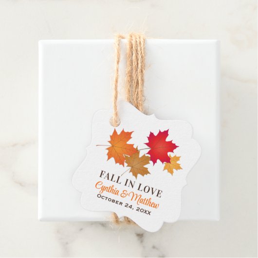 Elegant Herfst in Love Autumn Leaves Wedding Bedankjes Labels (In situ)