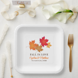 Elegant Herfst in Love Autumn Leaves Wedding Papieren Bordje