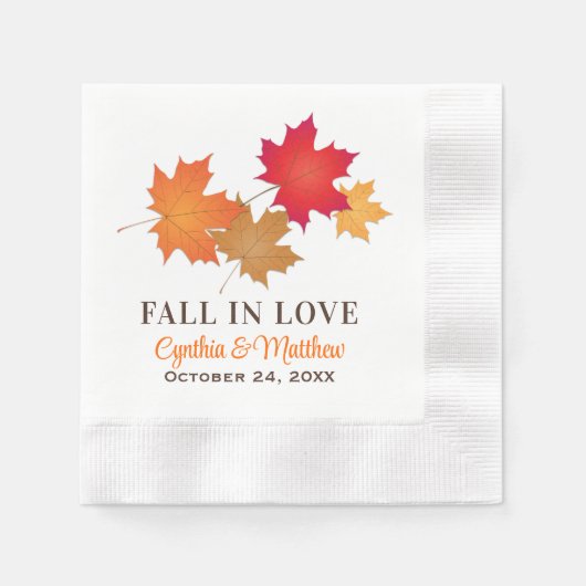 Elegant Herfst in Love Autumn Leaves Wedding Servet (Voorkant)