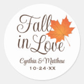 Elegant Herfst in Love Autumn Wedding Monogram Ronde Sticker (Voorkant)