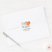 Elegant Herfst in Love Autumn Wedding Monogram Ronde Sticker (Envelop)