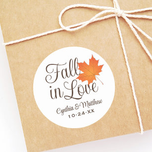 Elegant Herfst in Love Autumn Wedding Monogram Ronde Sticker