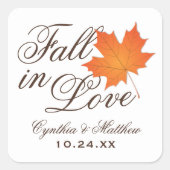Elegant Herfst in Love Autumn Wedding Monogram Vierkante Sticker (Voorkant)