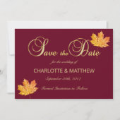 Elegant HERFST in LOVE Burgundy Marsala Wedding Save The Date (Voorkant)