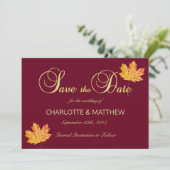 Elegant HERFST in LOVE Burgundy Marsala Wedding Save The Date (Staand voorkant)