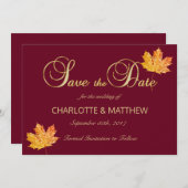 Elegant HERFST in LOVE Burgundy Marsala Wedding Save The Date (Voorkant / Achterkant)