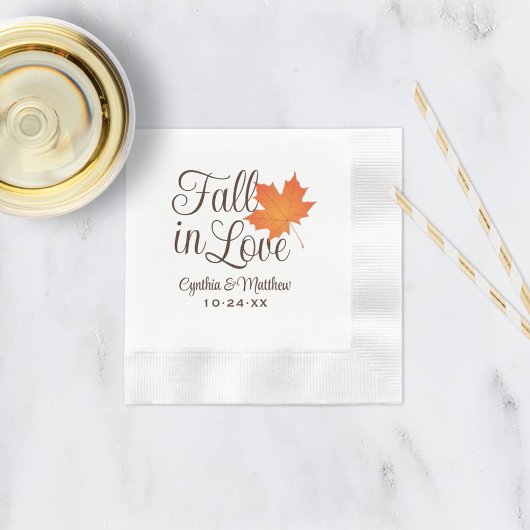 Elegant Herfst in Love Oranje Leaf Wedding Servet